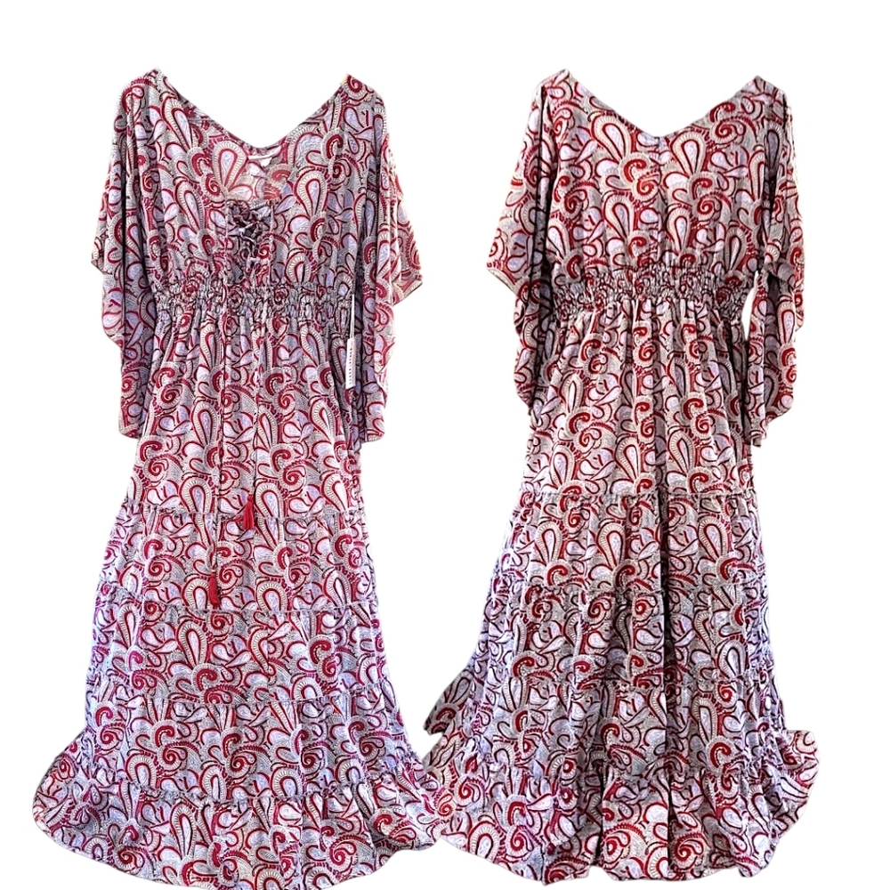 ANTHROPOLOGIE, BOEMO RED PAISLEY MAXI DRESS, SIZE  MEDIUM, NWT